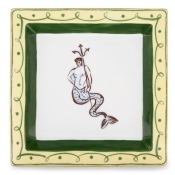 Ginori Il Viaggio Di Nettuno  Large Square Tray - Green + Yellow - 9.6"